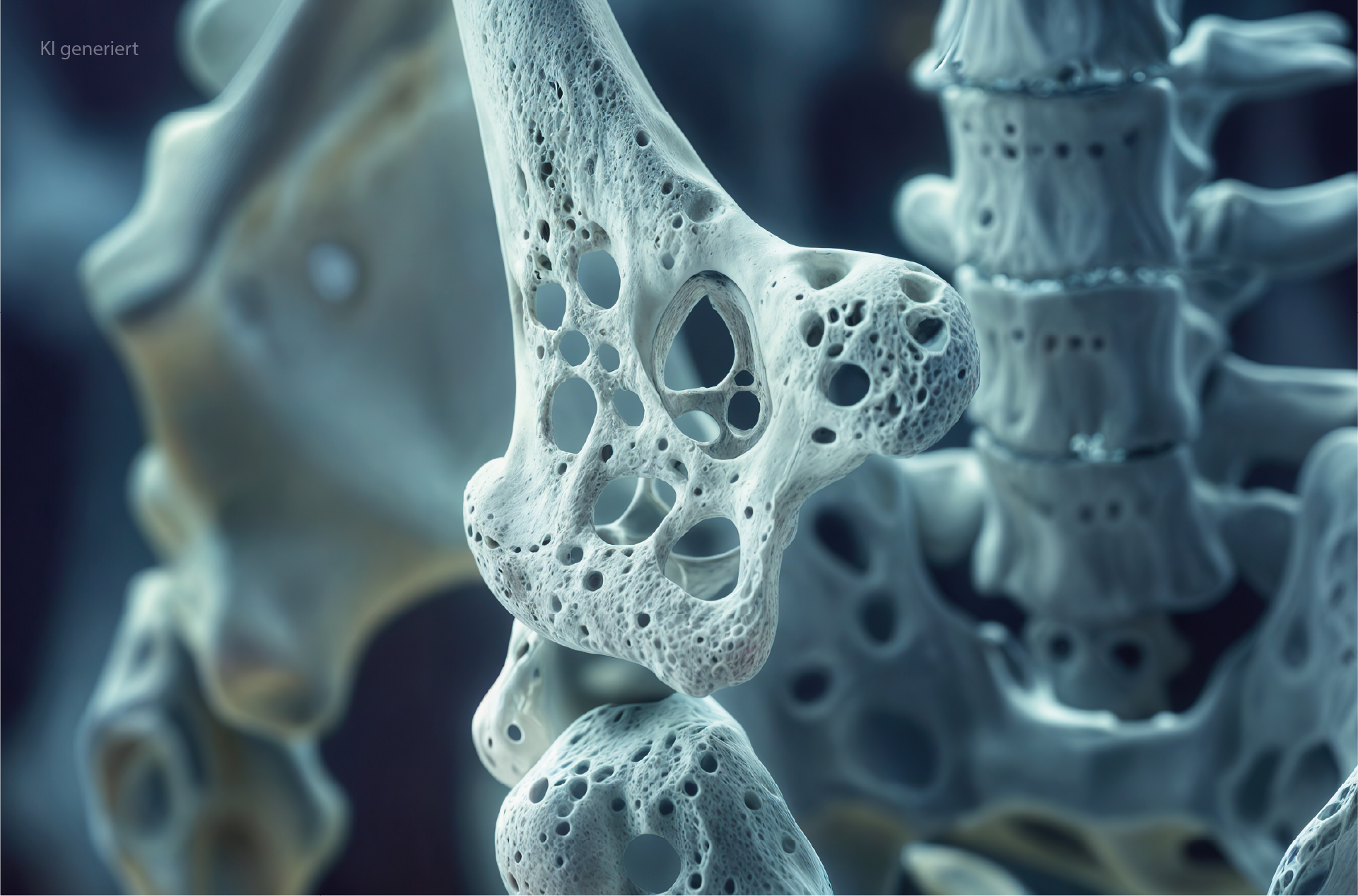 Nahaufnahme einer durch Osteoporose beschädigten Knochenstruktur